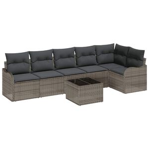 vidaXL Garden Sofa Set Grey Poly Rattan