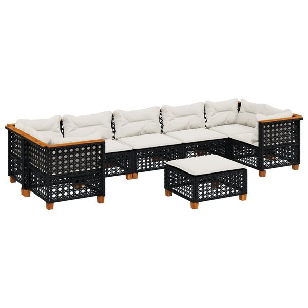 vidaXL 8 Piece Garden Sofa Set with Cushions Black Poly Rattan