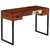 vidaXL Desk Solid Acacia Wood and Real Leather 117x50x76 cm