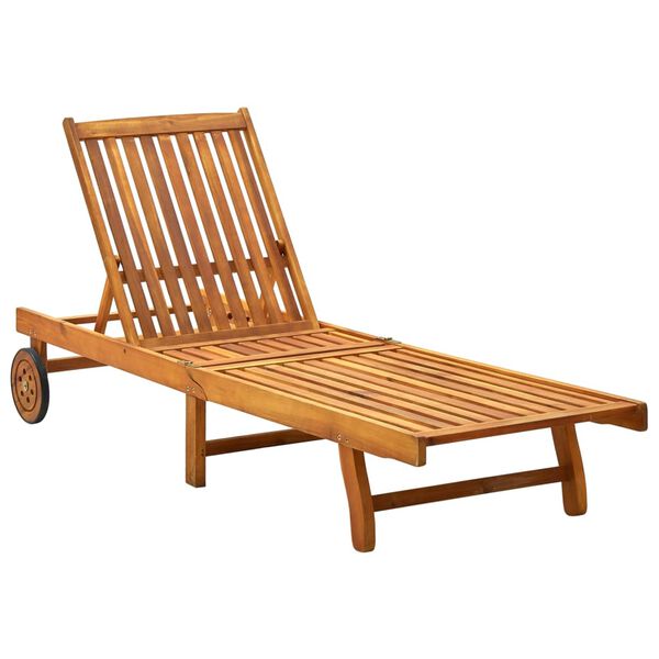 vidaXL Garden Sun Lounger with Cushion Solid Acacia Wood