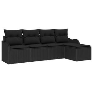 vidaXL Garden Sofa Set Black Poly Rattan