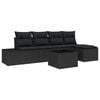 vidaXL Garden Sofa Set with Cushion 6 pcs Black Poly Rattan