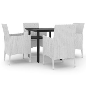 vidaXL 5 Piece Garden Dining Set Poly Rattan and Glass
