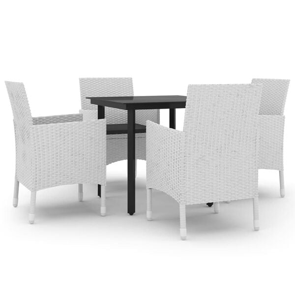 vidaXL 5 Piece Garden Dining Set Poly Rattan and Glass