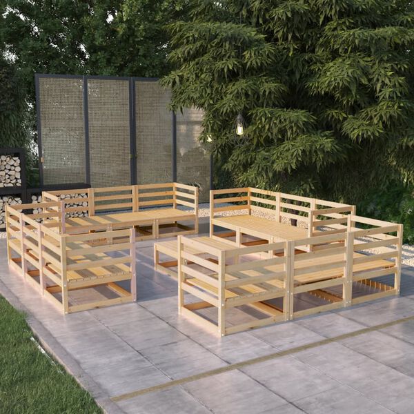 vidaXL 13 Piece Garden Lounge Set Solid Pinewood