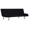 vidaXL Sofa Bed with Two Pillows Black Polyester