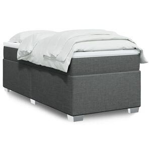 vidaXL Box Spring Bed with Mattress Dark Grey King Single Fabric