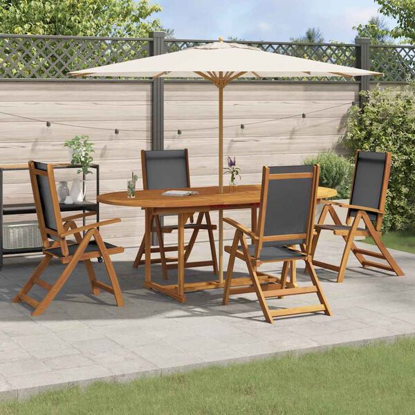vidaXL 5 Piece Garden Dining Set Solid Wood Acacia and Textilene