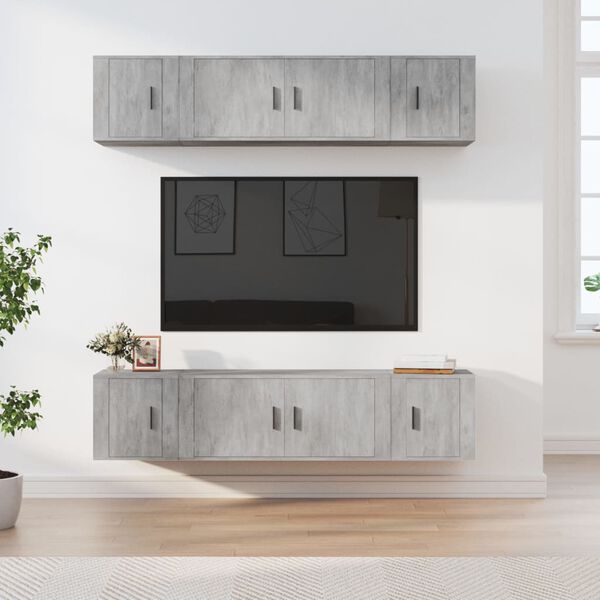 vidaXL 6 Piece TV Cabinet Set Concrete Grey Engineered Wood