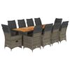 vidaXL 11 Piece Garden Bistro Set with Cushions Grey Poly Rattan