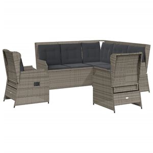 vidaXL 5 Piece Garden Lounge Set with Cushions Grey Poly Rattan