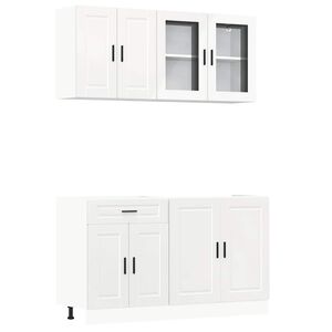 vidaXL 4 Piece Kitchen Cabinet Set "Porto" High Gloss White Engineered Wood