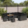 vidaXL Garden Sofa Set with Cushion with Storage 12 pcs Black
