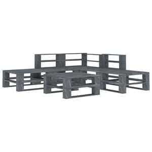 vidaXL 6 Piece Garden Pallet Lounge Set Wood Grey