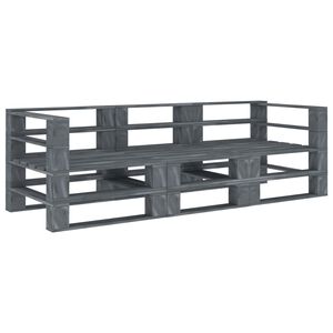 vidaXL Garden Pallet Sofa Grey 3-Seater Wood