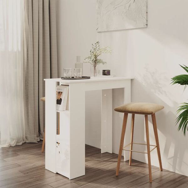 vidaXL Bar Table with Shelf White 102x50x103.5 cm Engineered Wood
