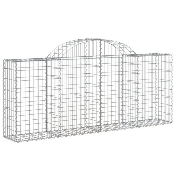 vidaXL Arched Gabion Baskets 2 pcs 200x30x80/100 cm Galvanised Iron