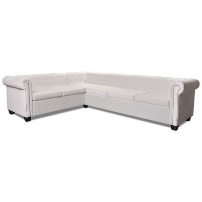vidaXL Chesterfield Corner Sofa 6-Seater Artificial Leather White