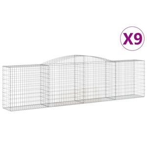 vidaXL Arched Gabion Baskets 9 pcs 400x50x100/120 cm Galvanised Iron