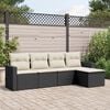 vidaXL 5 Piece Garden Sofa Set with Cushions Black Poly Rattan