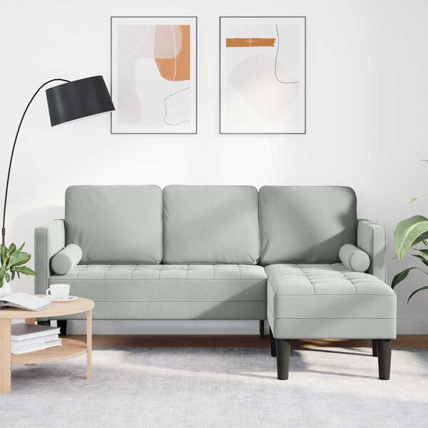 vidaXL Sofa Set with Cushion Light Grey Polyester