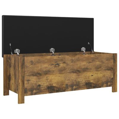 vidaXL Storage Box with Cushion Smoked Oak 105x40x45 cm Engineered Wood