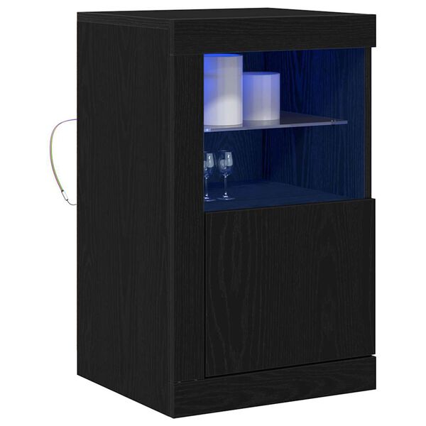 vidaXL LED Sideboard Black Oak 41 x 37 x 67 cm Engineered Wood