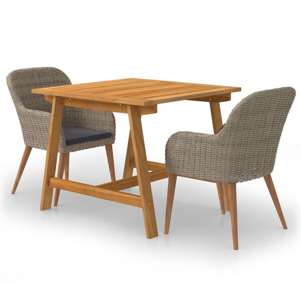 vidaXL 3 Piece Garden Dining Set Brown