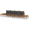 vidaXL Garden Benches with Dark Grey Cushions 2 pcs Acacia Wood