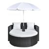 vidaXL Garden Bed with Parasol Black Poly Rattan