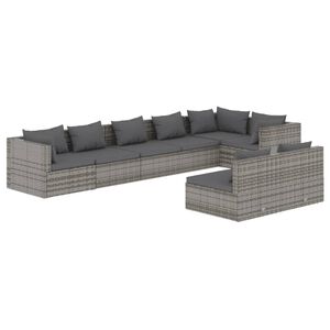 vidaXL 8 Piece Garden Lounge Set with Cushions Grey Poly Rattan