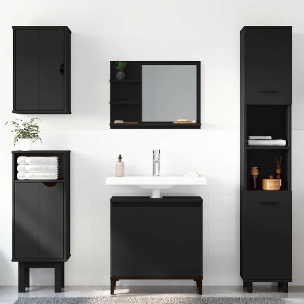 vidaXL Sink Cabinet Black 58x33x60 cm Engineered Wood