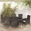vidaXL 7 Piece Outdoor Dining Set with Cushions Poly Rattan Black