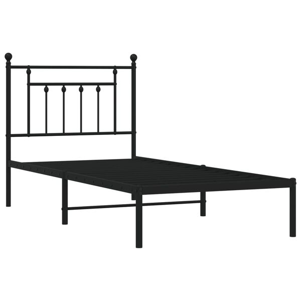 vidaXL Metal Bed Frame without Mattress with Headboard Black 90x190cm
