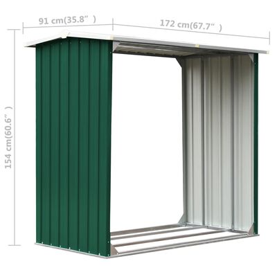 vidaXL Log Storage Shed Galvanised Steel 172x91x154 cm Green