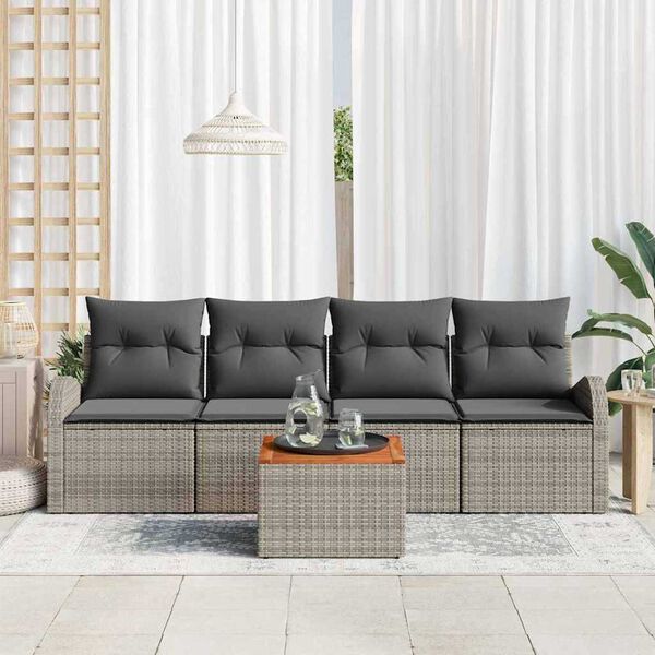vidaXL Garden Sofa Set 5 pcs Grey