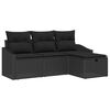 vidaXL Sofa Set with Cushion with Storage 4 pcs Black Poly Rattan