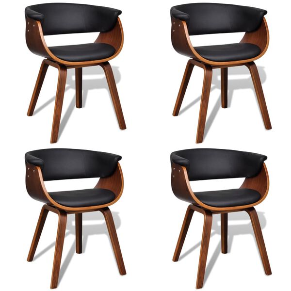 Modern Artificial Leather Wood Dining Chair 4 pcs
