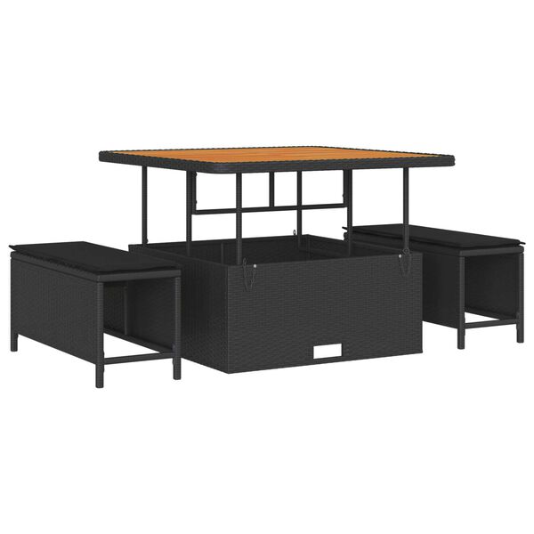 vidaXL Garden Sofa Set with Cushion with Storage 13 pcs Black