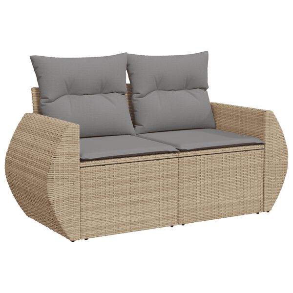 vidaXL 8 Piece Garden Sofa Set with Cushions Beige Poly Rattan