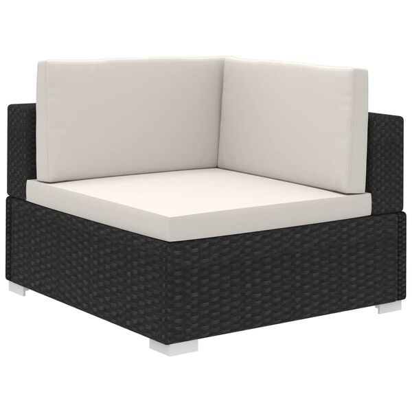 vidaXL 6 Piece Garden Lounge Set with Cushions Poly Rattan Black