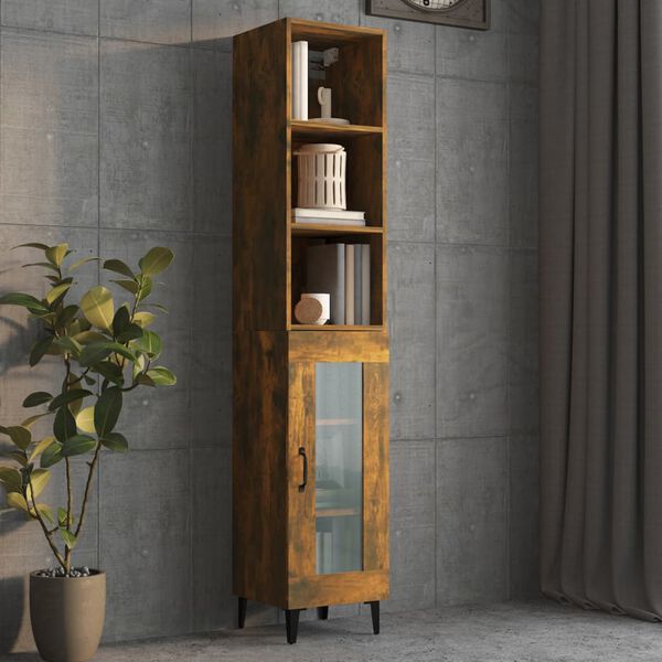 vidaXL Wall Cabinet Smoked Oak 32.5x34.5x90 cm Engineered Wood