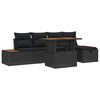 vidaXL Garden Sofa Set Height-Adjustable 6 pcs Black Poly Rattan