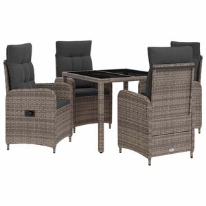 vidaXL Outdoor Dining Set 5 pcs Light Grey and Dark Grey Poly Rattan