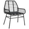 vidaXL 3 Piece Garden Dining Set with Cushions Black Poly Rattan Glass