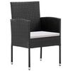 vidaXL 5 Piece Garden Dining Set with Cushions Black Poly Rattan