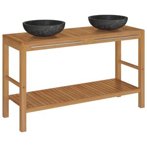 vidaXL Vanity Cabinet With Sink | Teak | Solid Teak Wood | Large