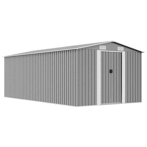 vidaXL Garden Shed 257x489x181 cm Metal Grey