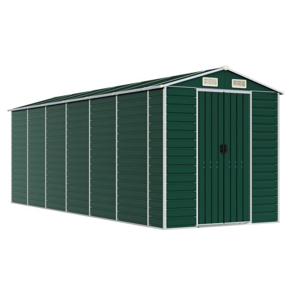 vidaXL Garden Shed Green 191x555x198 cm Galvanised Steel