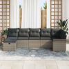 vidaXL Garden Sofa Set with Cushion Manual 7 pcs Grey Poly Rattan